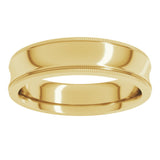 14K Yellow 5 mm Milgrain Comfort-Fit Concave Band Size 10