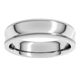 14K White 5 mm Milgrain Concave Comfort-Fit Band Size 8.5