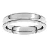 14K White 4 mm Milgrain Concave Comfort-Fit Band Size 5
