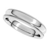 14K White 4 mm Milgrain Concave Comfort-Fit Band Size 5
