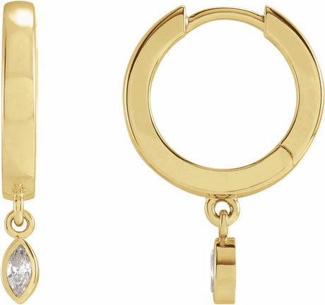 14K Yellow Gold 1/8 CTW Natural Diamond Hinged Hoop Earrings
