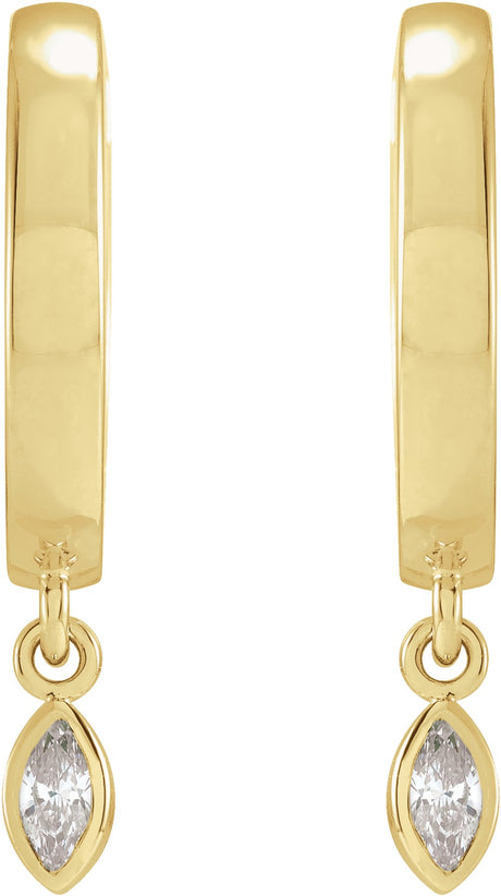 14K Yellow 1/8 CTW Natural Diamond Hinged Hoop Earrings