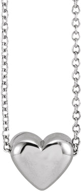 Sterling Silver Puffed Heart 16-18"Necklace