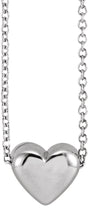 14K White Puffed Heart 16-18"Necklace