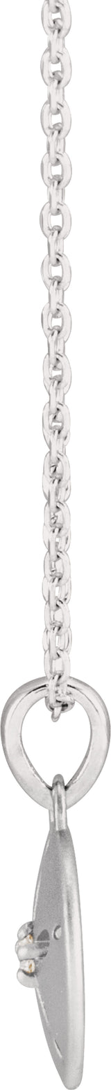 14K White Gold .015 CT Natural Diamond Sand Dollar 16-18" Necklace
