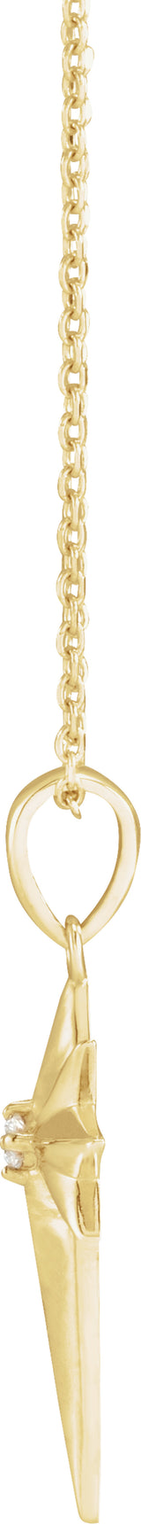 14K Yellow Gold .03 CT Natural Diamond Star Cross 16-18" Necklace