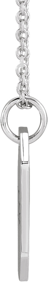 14K White Gold Engravable Dog Tag 16-18" Necklace