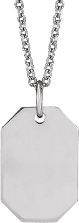 Sterling Silver Engravable Dog Tag 16-18" Necklace