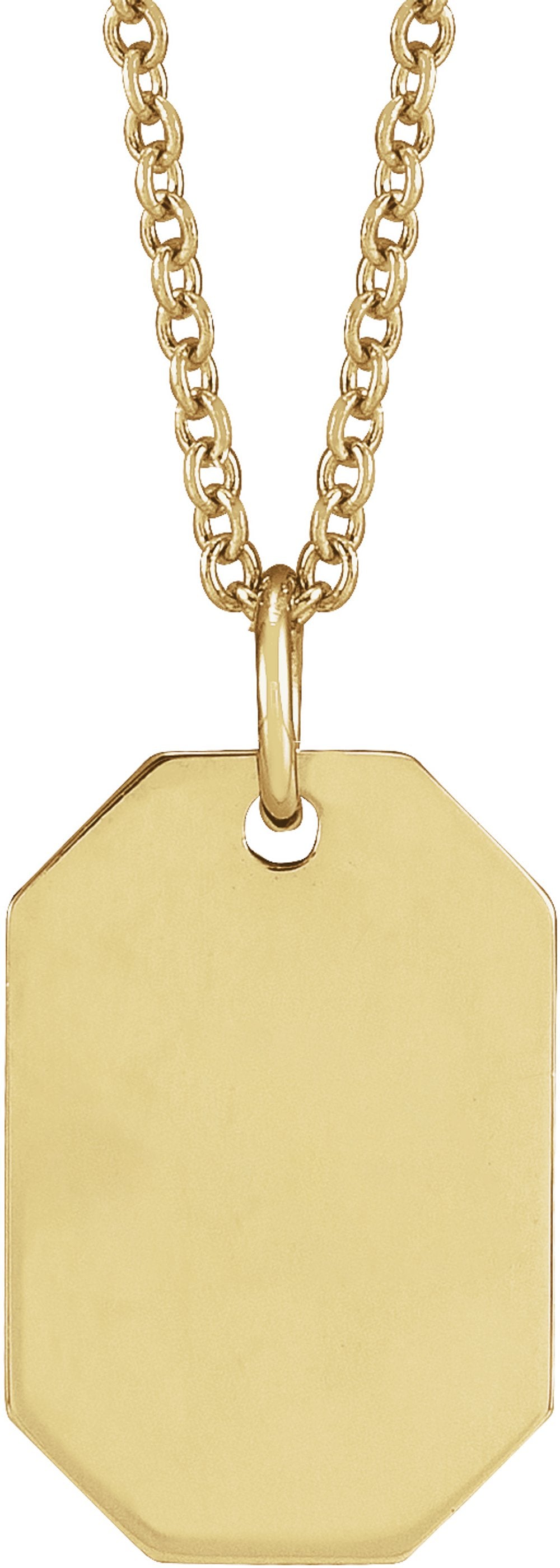 14K Yellow Gold Engravable Dog Tag 16-18" Necklace