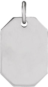 14K White Dog Tag Pendant