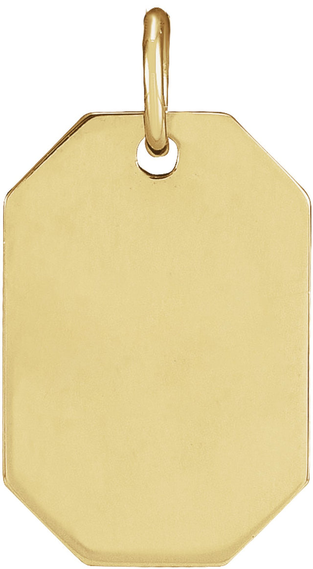 14K Yellow Gold Dog Tag Pendant