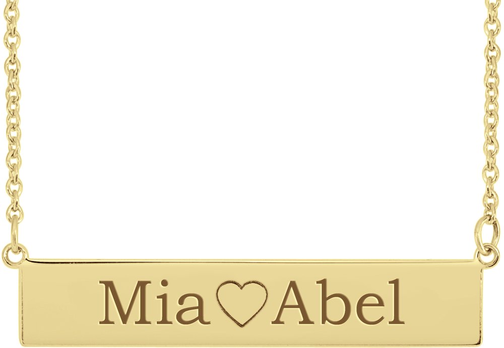 18K Yellow Gold Vermeil Be Posh® Engravable Bar 17 1/2" Necklace