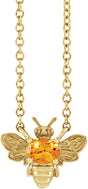 14K Yellow Natural Orange Garnet Bee 16" Necklace