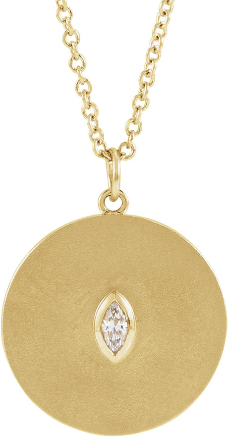 14K Yellow .05 CT Natural Diamond Disc 16-18" Necklace