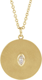 14K Yellow Gold .05 CT Natural Diamond Disc 16-18" Necklace