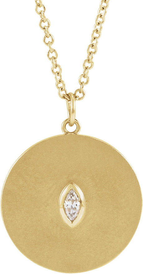 14K Yellow Gold .05 CT Natural Diamond Disc 16-18" Necklace