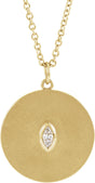 14K Yellow Gold .05 CT Natural Diamond Disc 16-18" Necklace