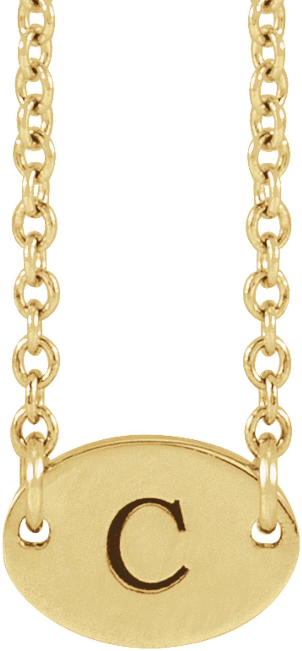 14K Yellow Gold 1-Disc Engravable Family Disc 18" Necklace
