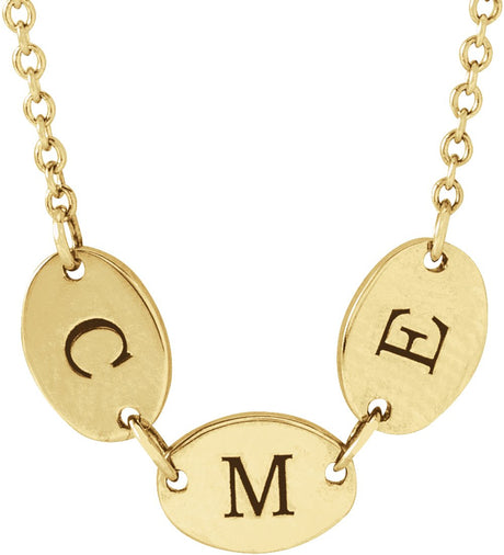 14K Yellow Gold 3-Disc Engravable Family Disc 18" Necklace