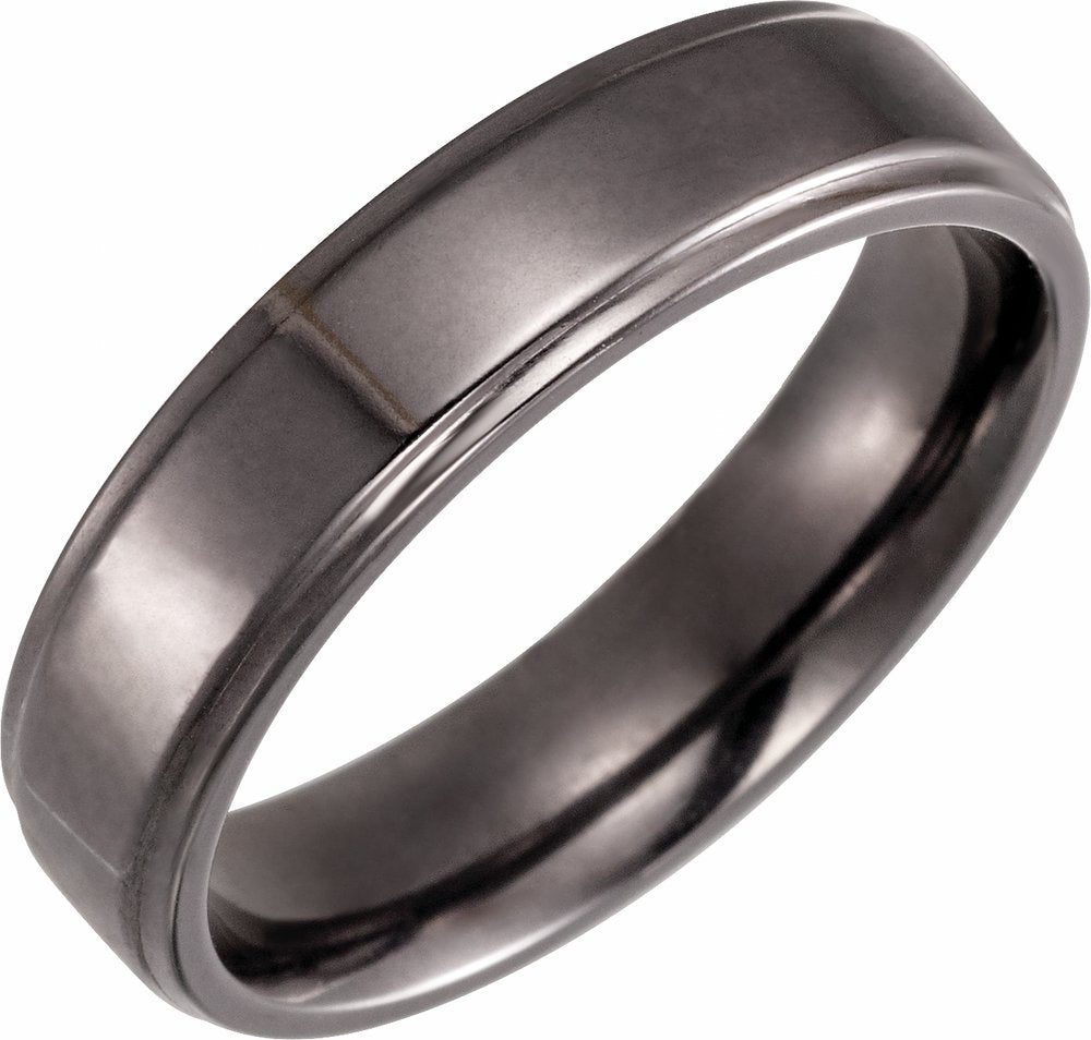 Tantalum 6 mm Stepped-Edge Comfort-Fit Flat Band Size 7