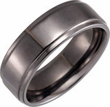 Tantalum 8 mm Stepped-Edge Comfort-Fit Flat Band Size 8