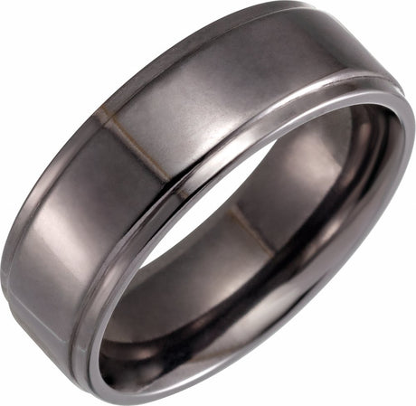 Tantalum 8 mm Stepped-Edge Comfort-Fit Flat Band Size 8