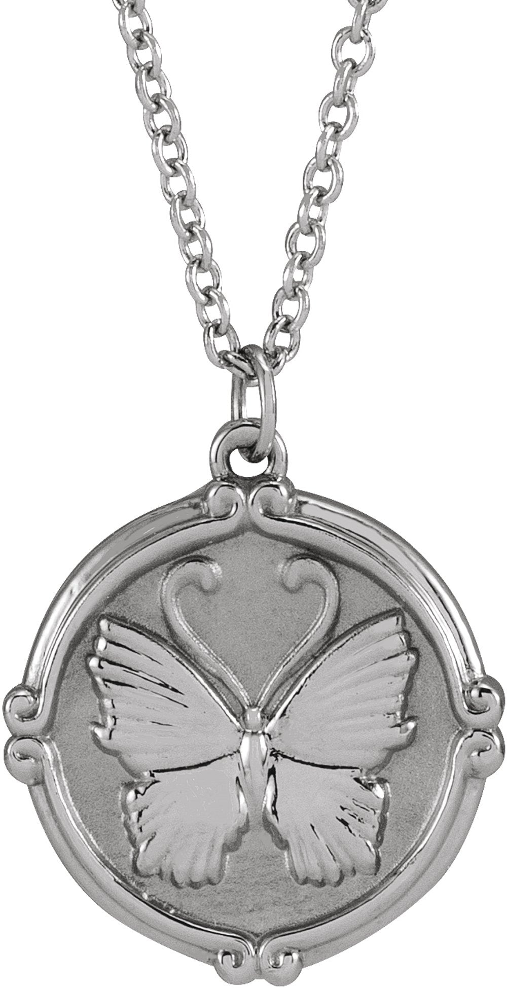 Sterling Silver Butterfly Medallion 16-18" Necklace