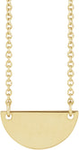 14K Yellow Engravable Half Moon 16-18" Necklace
