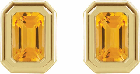 14K Yellow Natural Citrine Solitaire Earrings