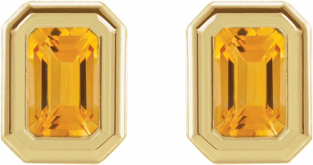 14K Yellow Natural Citrine Solitaire Earrings