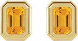 14K Yellow Natural Citrine Solitaire Earrings