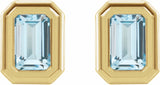 14K Yellow Gold Natural Sky Blue Topaz Solitaire Earrings
