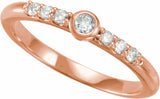 14K Rose Natural Blue Sheen Moonstone & 1/6 CTW Natural Diamond Stackable Ring