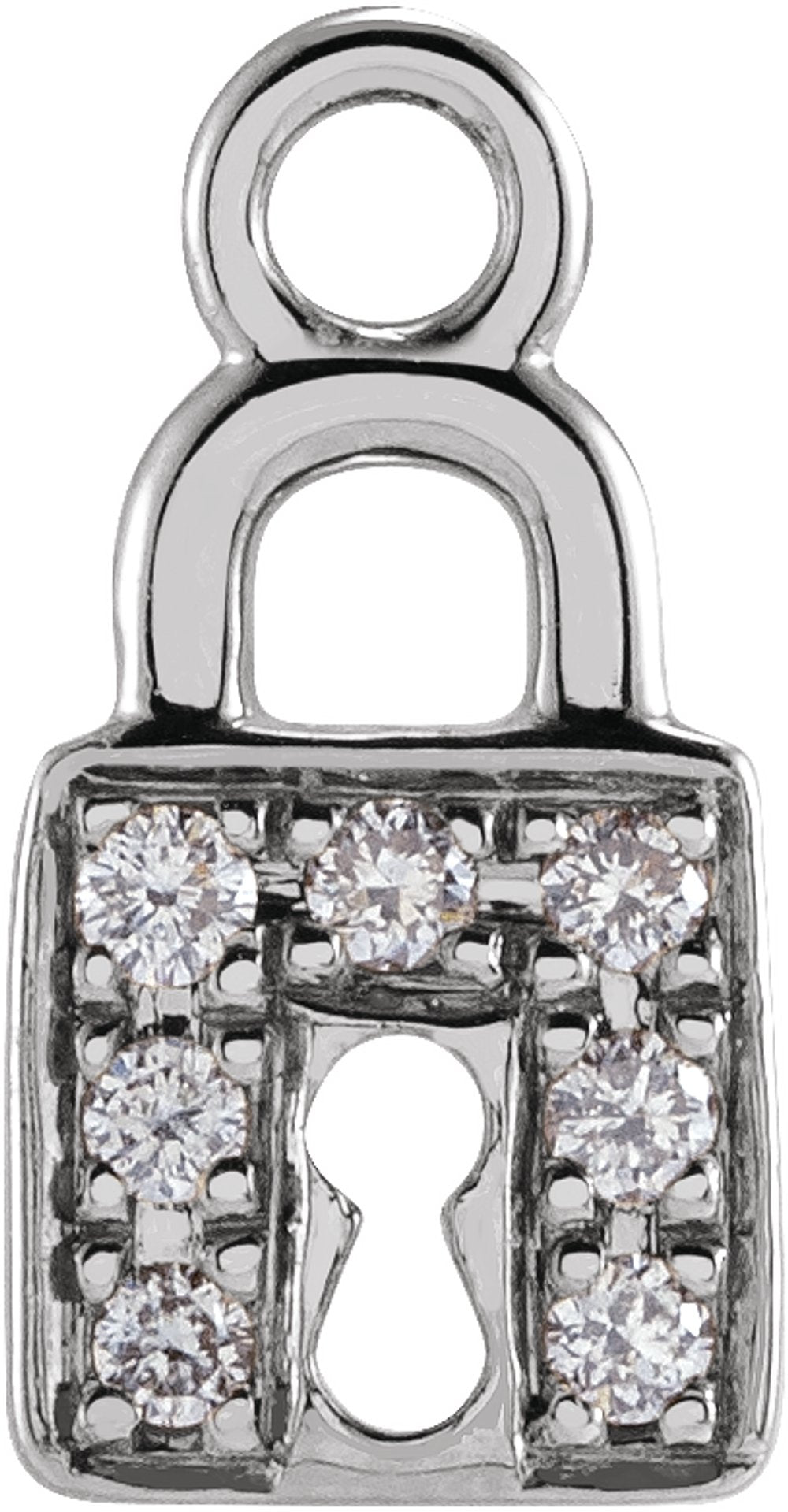 14K White Petite Pavé™ .035 CTW Natural Diamond Lock Dangle