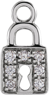 14K White Petite Pavé™ .035 CTW Natural Diamond Lock Dangle