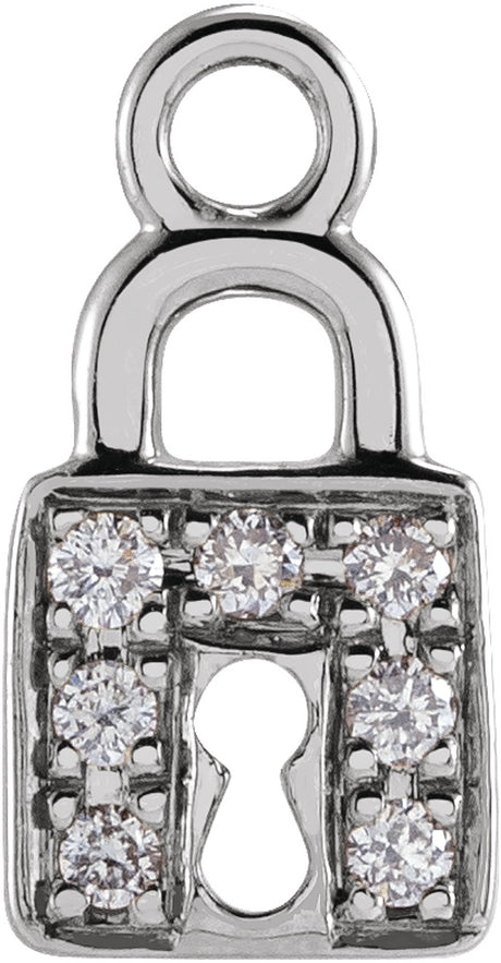 14K White Petite Pavé™ .035 CTW Natural Diamond Lock Dangle