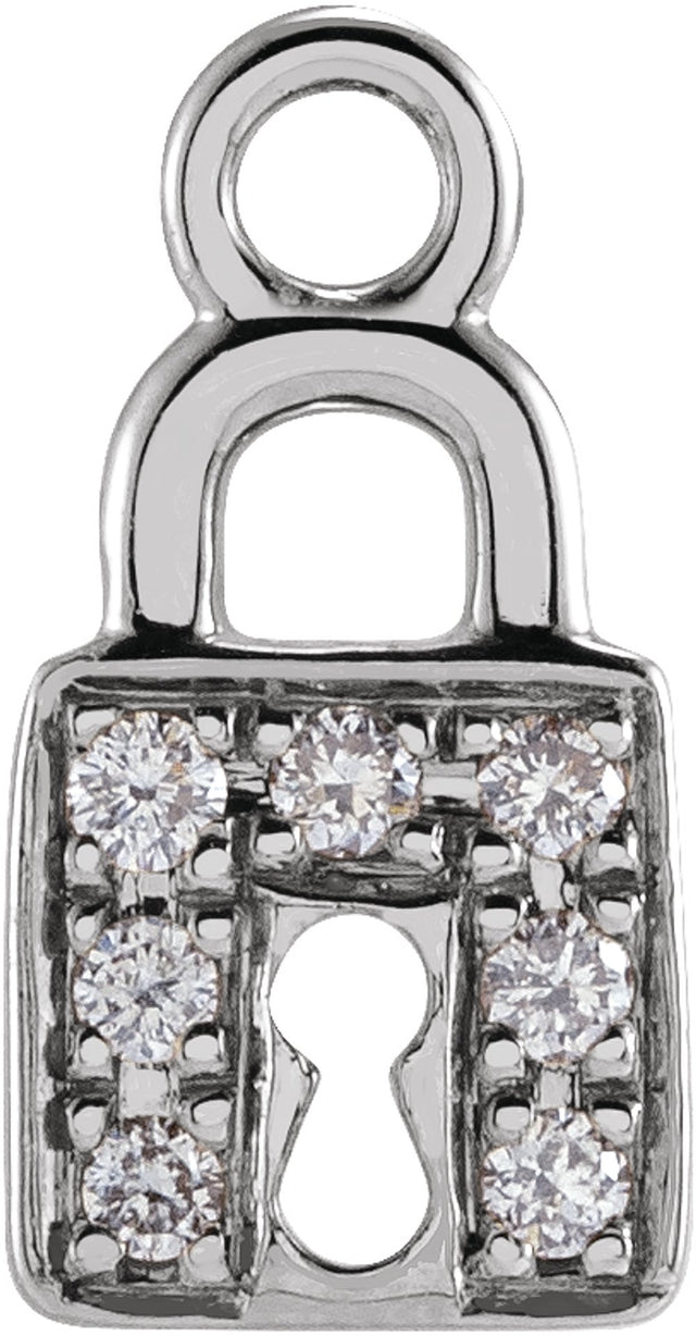 14K White Petite Pavé™ .035 CTW Natural Diamond Lock Dangle