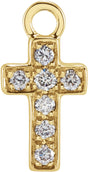 14K Yellow Petite Pavé™ .04 CTW Natural Diamond Cross Dangle