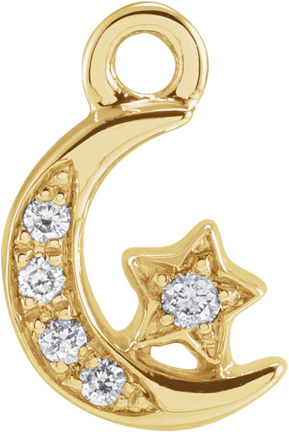 14K Yellow Petite Pavé™ .02 CTW Natural Diamond Moon and Star Dangle