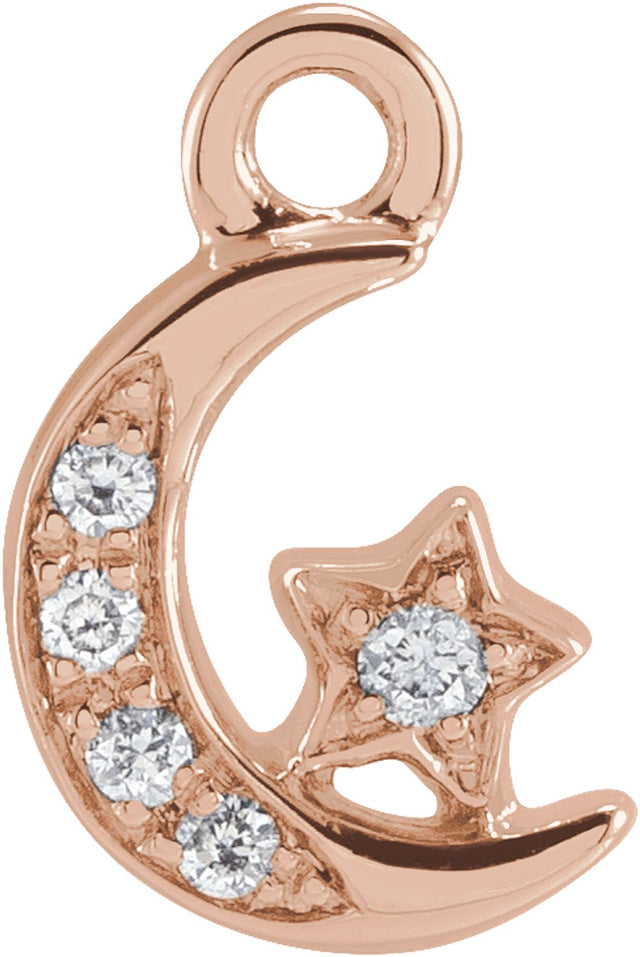 14K Rose Petite Pavé™ .02 CTW Natural Diamond Moon and Star Dangle