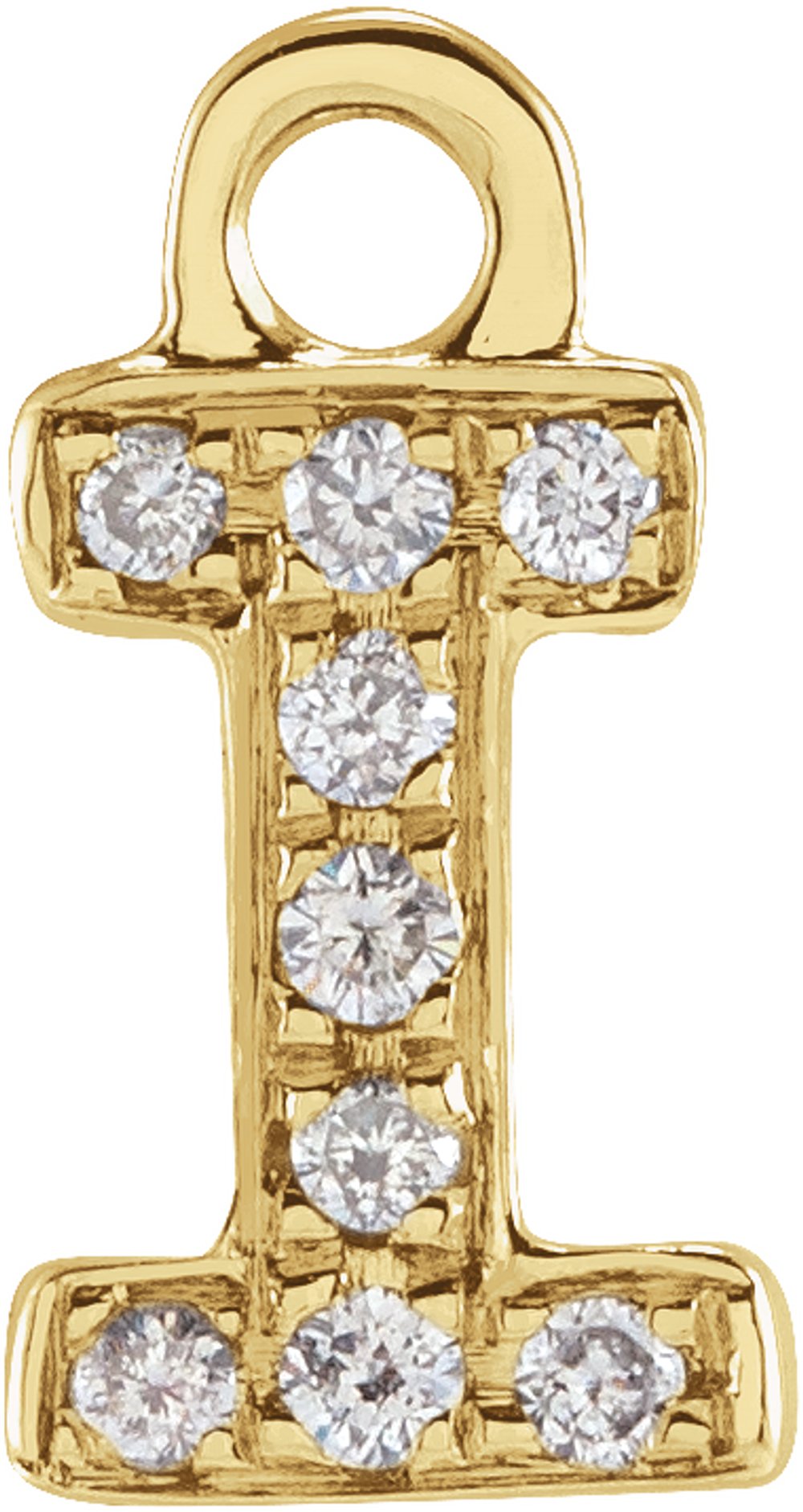 14K Yellow Petite Pavé™ .03 CTW Natural Diamond Initial I Dangle