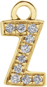 14K Yellow Petite Pavé™ .03 CTW Natural Diamond Initial Z Dangle