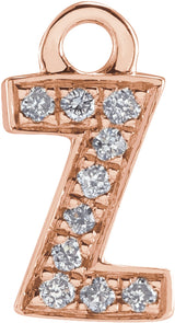14K Rose Petite Pavé™ .03 CTW Natural Diamond Initial Z Dangle
