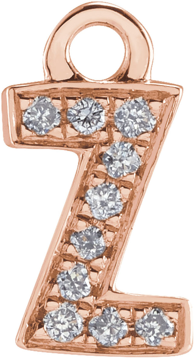14K Rose Petite Pavé™ .03 CTW Natural Diamond Initial Z Dangle