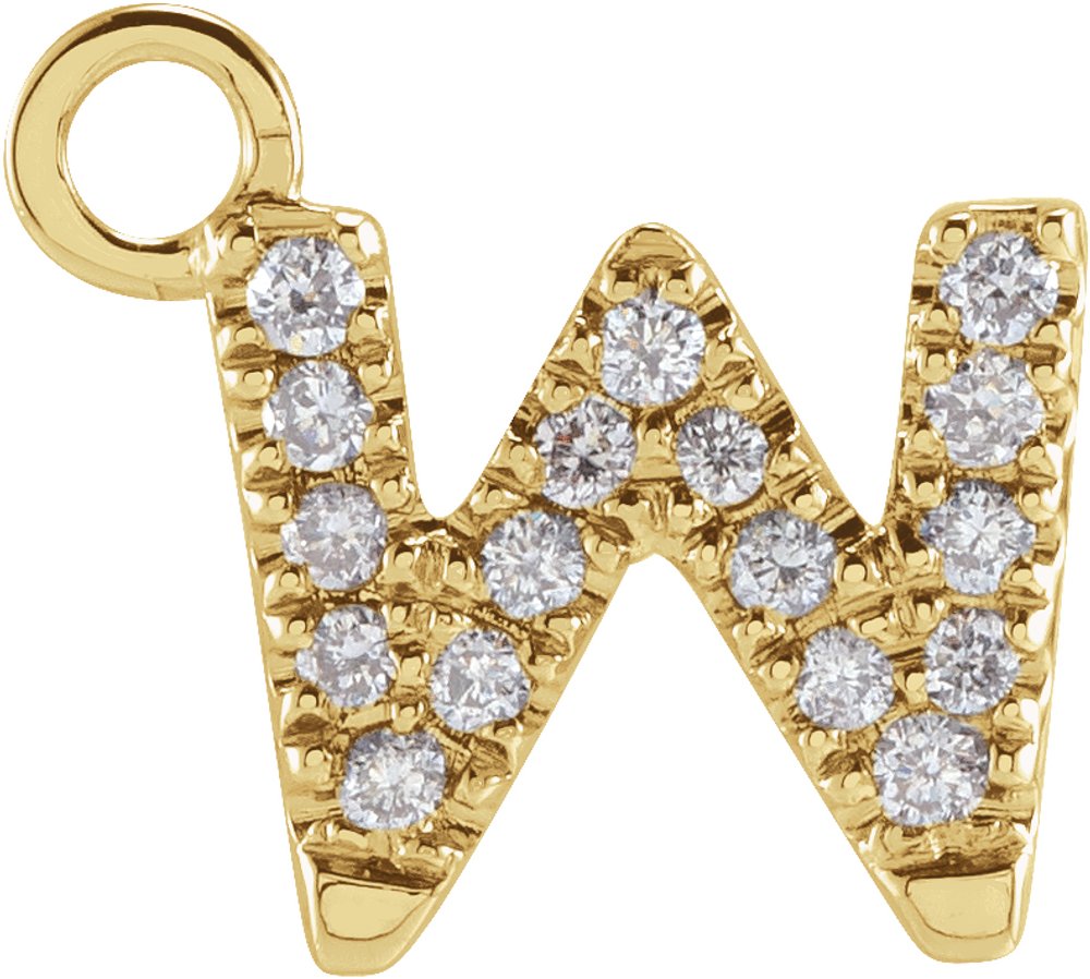 14K Yellow Petite Pavé™ .06 CTW Natural Diamond Initial W Dangle