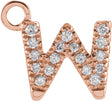 14K Rose Petite Pavé™ .06 CTW Natural Diamond Initial W Dangle