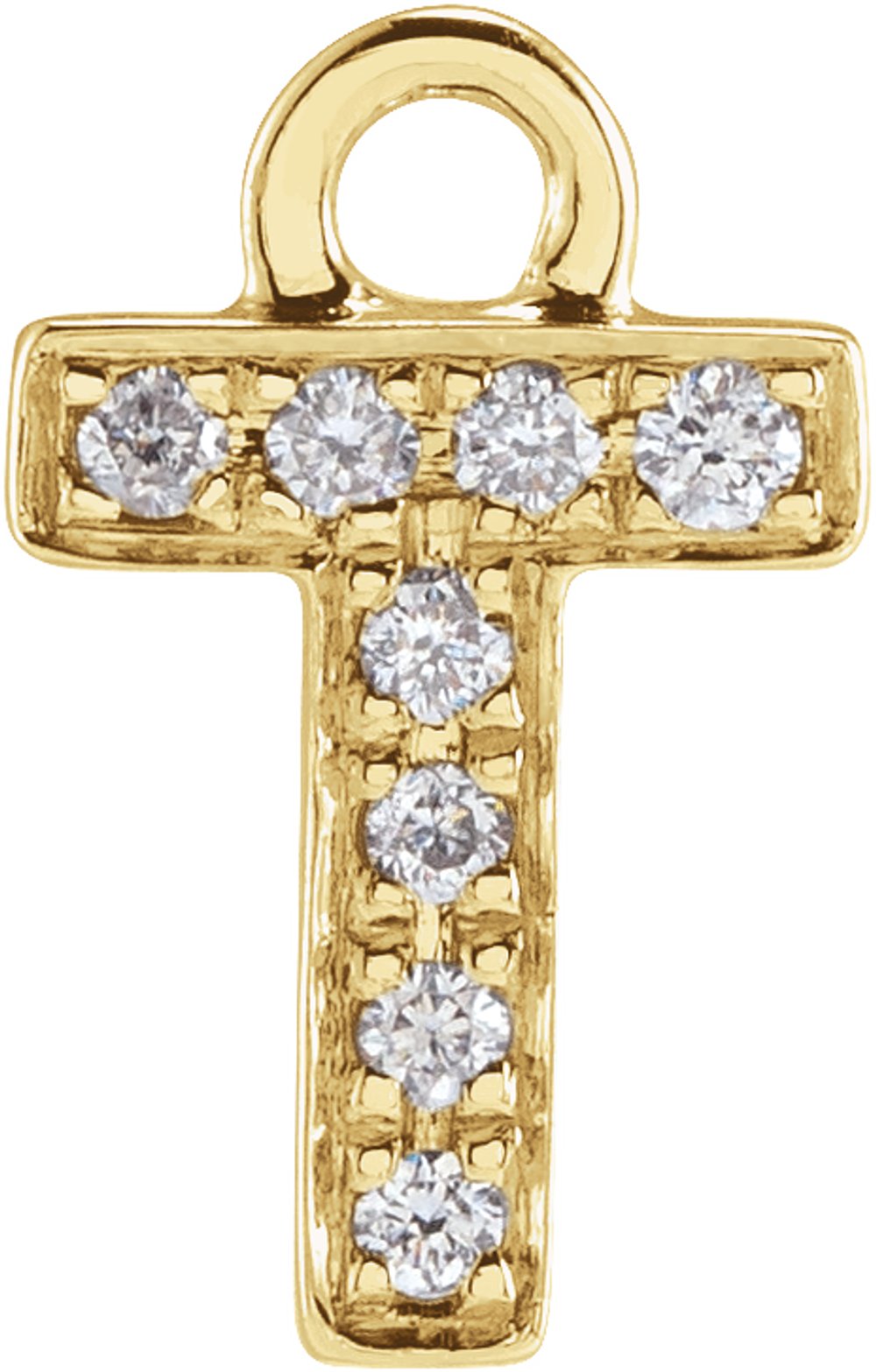 14K Yellow Petite Pavé™ .03 CTW Natural Diamond Initial T Dangle