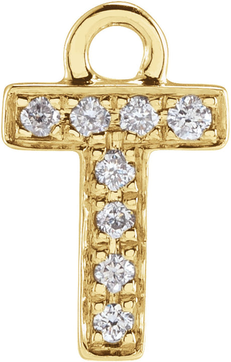 14K Yellow Petite Pavé™ .03 CTW Natural Diamond Initial T Dangle