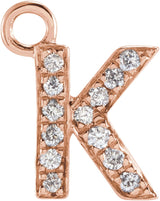 14K Rose Petite Pavé™ .03 CTW Natural Diamond Initial K Dangle