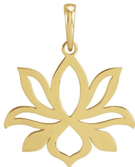 14K Yellow Petite Lotus Pendant